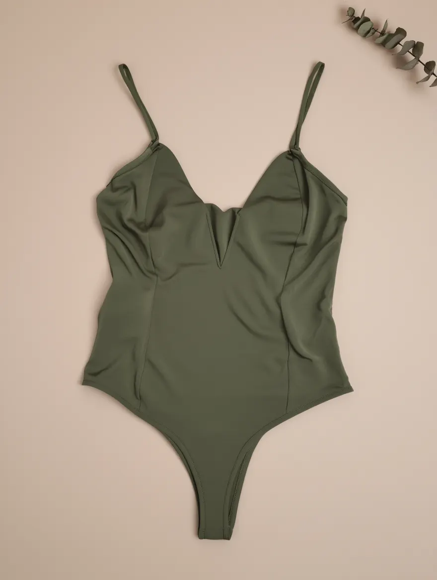 Body Verde Olivo Escote V