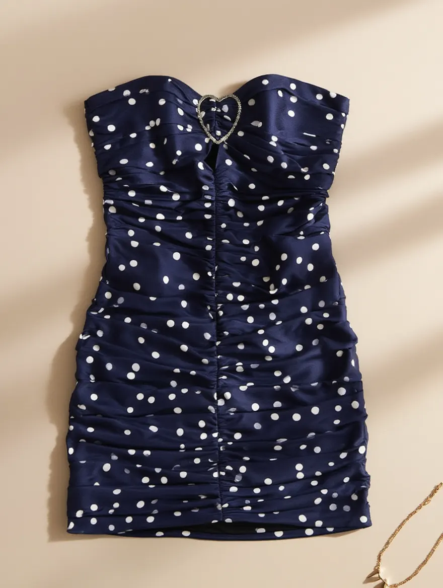 Vestido Azul Marino con Lunares