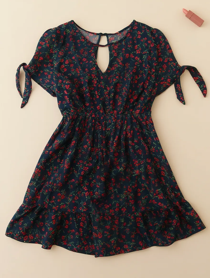 Minivestido Negro Floral