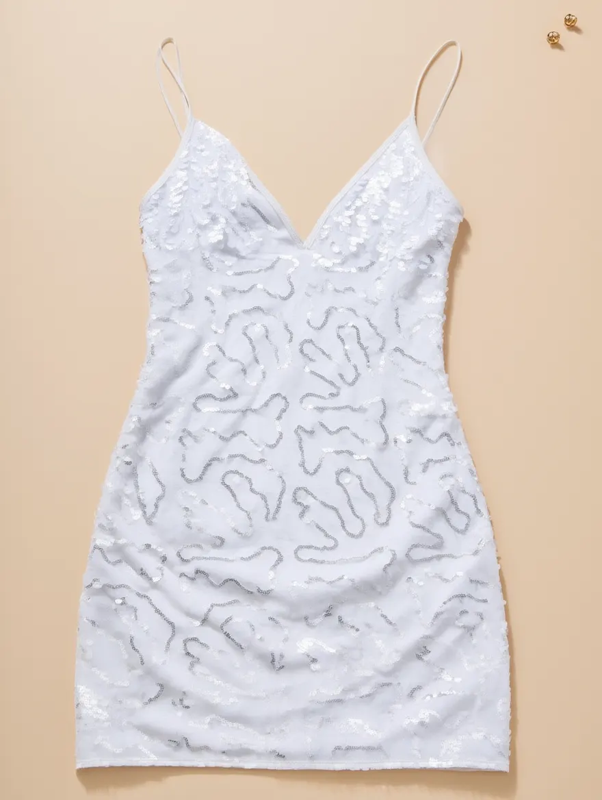 Vestido Blanco Texturizado de Encaje