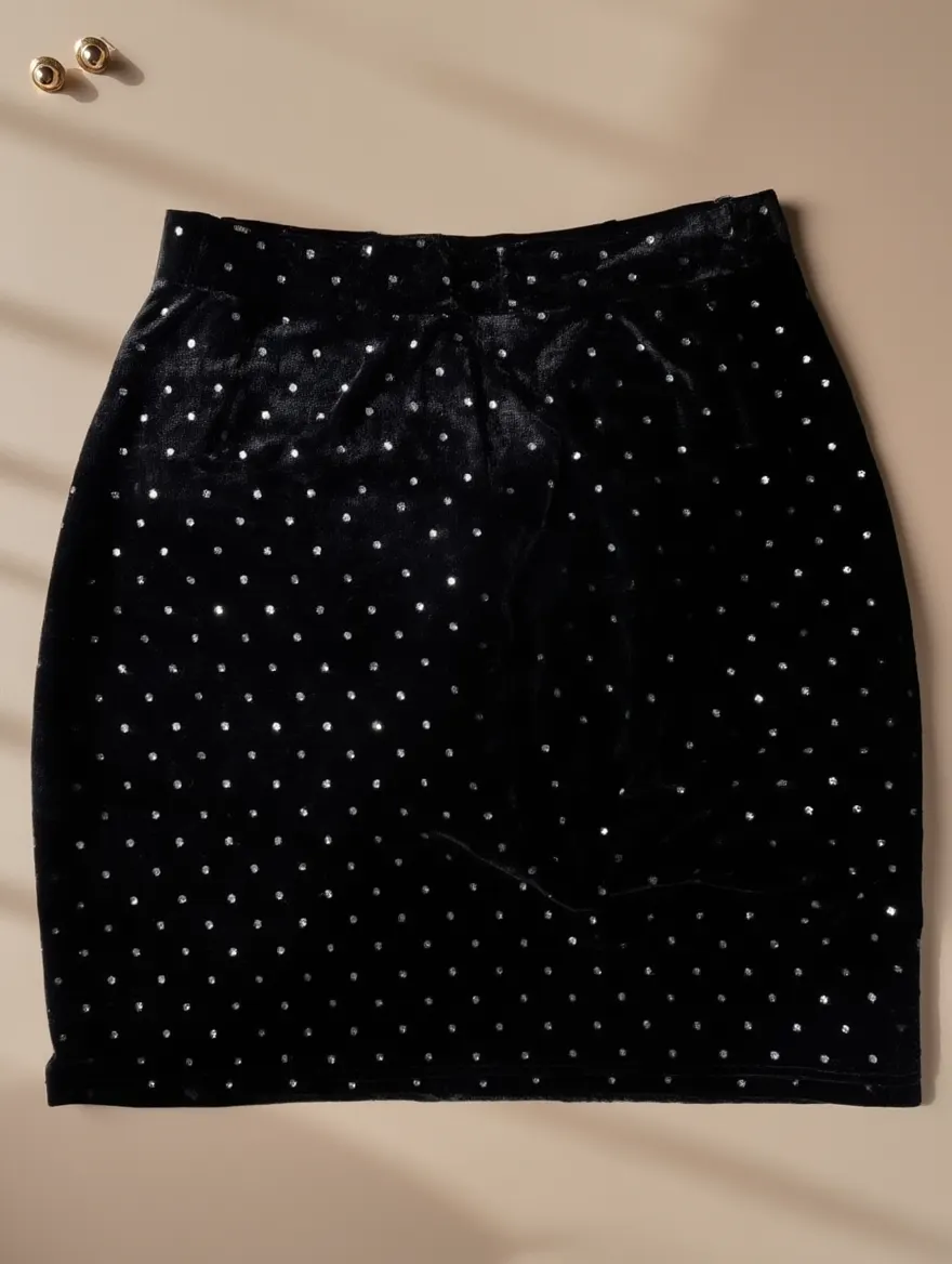 Falda Cruzada Negra con Lunares