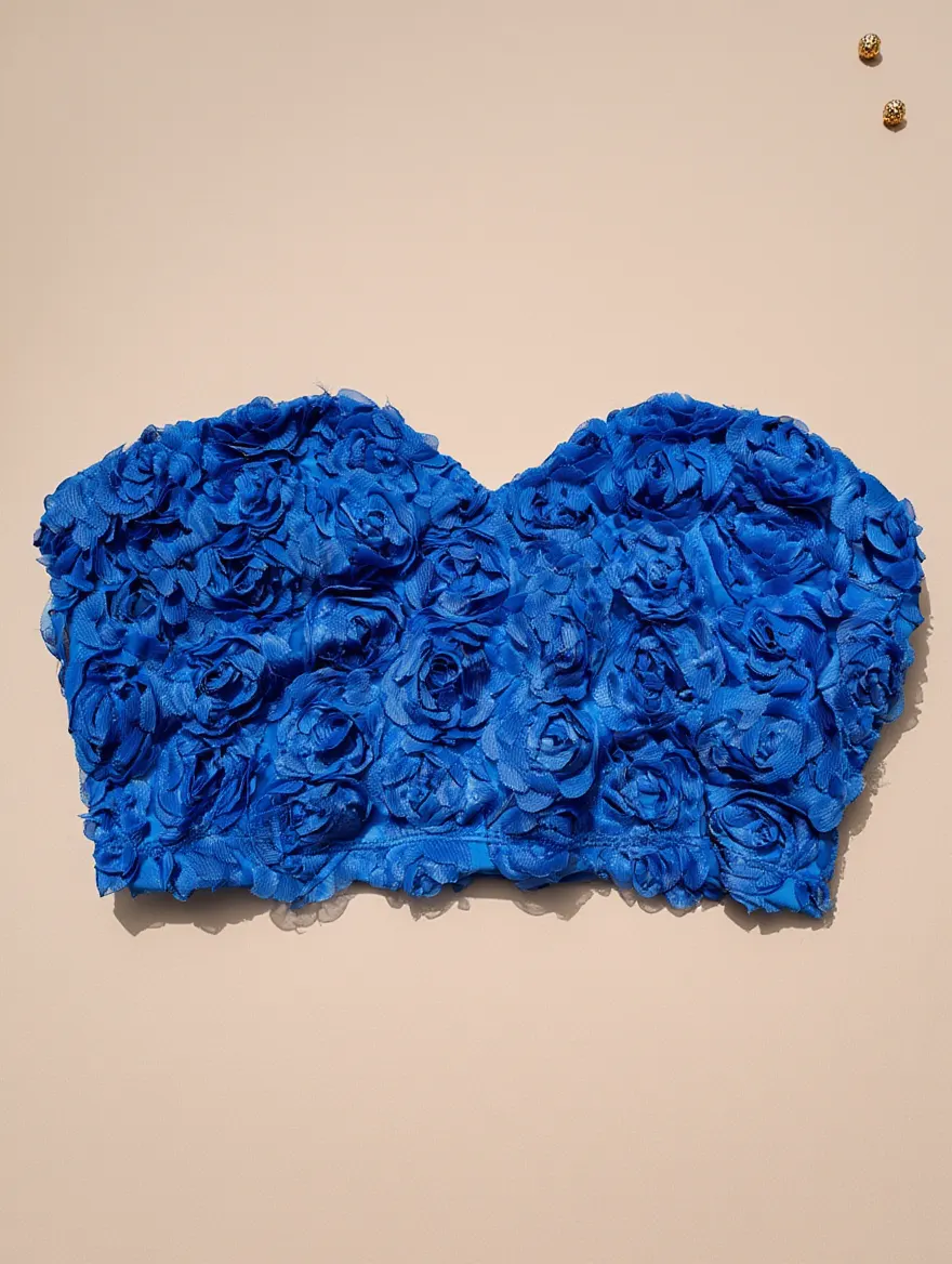 Bustier con Aplicación de Rosas Azules