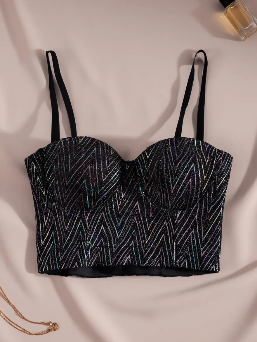 Bustier Negro con Patrón Chevron
