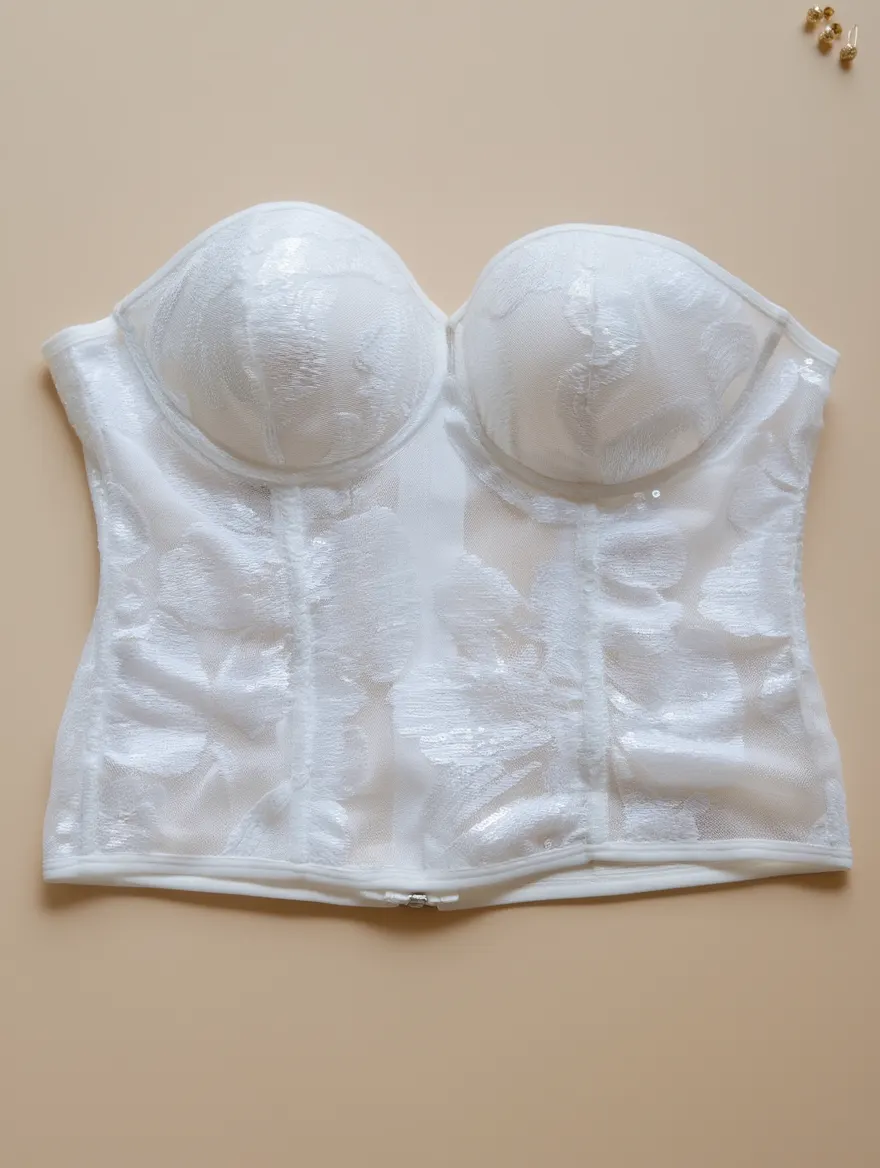 Corsé Blanco Strapless con Encaje Floral